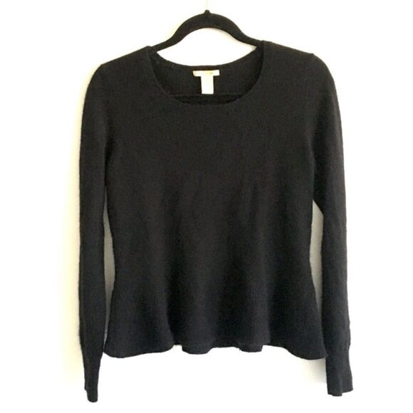 WHITE + WARREN Cashmere Peplum Flare Sweater Black S - Picture 2 of 6